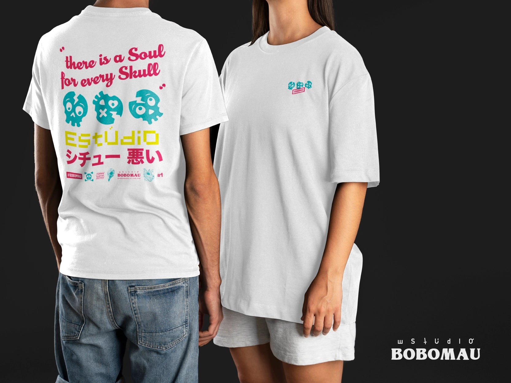 STUDIO BOBOMAU - T-SHIRT THERE IS A SOUL FOR EVERY SKULL BRANCA